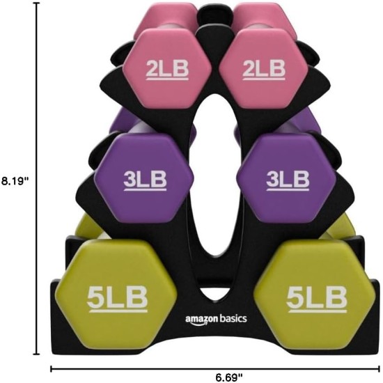 Amazon Basics Neoprene Dumbbell Hand Weights for Exercise and Muscle Toning