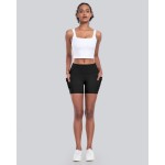 CHRLEISURE Womens Biker Yoga Shorts with Pocket, High Waisted Tummy Control 5 Inch Workout Spandex Athletic Gym Shorts