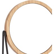 Amazon Basics Vanity Round Tabletop Mirror with Bamboo Rim, Double Sided Magnifying, 360° Rotation, Black, 7.2"L x 2.87"W
