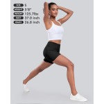 CHRLEISURE Womens Biker Yoga Shorts with Pocket, High Waisted Tummy Control 5 Inch Workout Spandex Athletic Gym Shorts