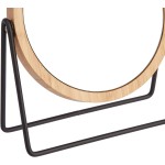 Amazon Basics Vanity Round Tabletop Mirror with Bamboo Rim, Double Sided Magnifying, 360° Rotation, Black, 7.2"L x 2.87"W