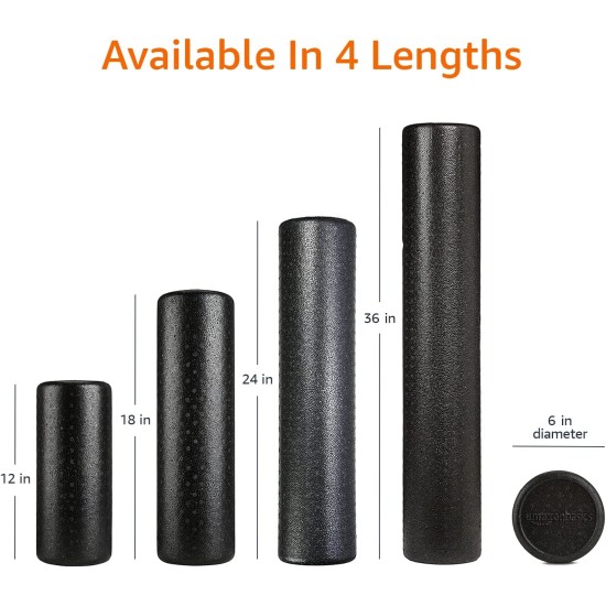 Amazon Basics High Density Foam Roller for Exercise and Recovery, 24 Inches, Blue Speckled