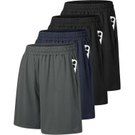 4 Pack Gym Mens Shorts - Basketball Athletic Shorts with Pockets Fitness Clothing Black Workout Quick Dry Shorts