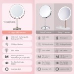 9" Lighted Makeup Mirror, 1X/20X Rechargeable Magnifying Mirror with 3 Color Dimmable Lights for Bedroom Tabletop, Base Charging and Switch, Women Gift 9" Lighted Makeup Mirror, 1X/20X Rechargeable Magnifying Mirror with 3 Color Dimmable Lights for Bedroom Tabletop, Base Charging and Switch, Women Gift