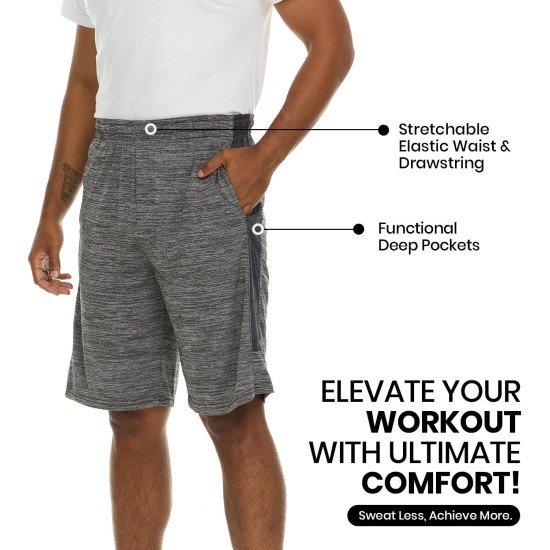5 Pack: Men's Dry-Fit Sweat Resistant Active Athletic Performance Shorts