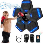 2026 Music Boxing Machine for Adults and Kids, Smart Bluetooth Boxing Training Equipment with Gloves Wall Mounted, Workout Punching Machine for Home,Office and Gym