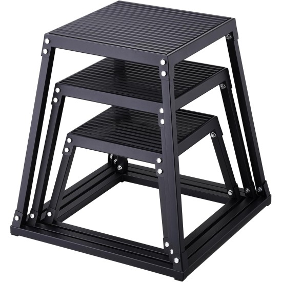 VEVOR Plyometric Jump Box, 18 Inch Plyo Box, Steel Plyometric Platform and Jumping Agility Box, Anti-Slip Fitness Exercise Step Up Box for Home Gym Training, Conditioning Strength Training