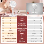 B Beauty Planet Vanity Mirror with Lights, 30X Magnifying Makeup Mirror with 3 Lighting and Adjustable Brightness, Rechargeable 2-Sided Height Adjustable Desk Mirror for Bathroom, Women Gifts for Mom B Beauty Planet Vanity Mirror with Lights, 30X Magnifying Makeup Mirror with 3 Lighting and Adjustable Brightness, Rechargeable 2-Sided Height Adjustable Desk Mirror for Bathroom, Women Gifts for Mom