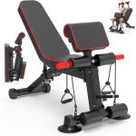 Adjustable Weight Bench - Utility workout Benches for Exercise, Free Installation Design for Portable Fitness Strength Training Equipment at Home Gym
