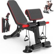 Adjustable Weight Bench - Utility workout Benches for Exercise, Free Installation Design for Portable Fitness Strength Training Equipment at Home Gym