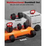 Adjustable Dumbbells, 20/30/45/70/90lbs Free Weight Set with Connector,5 in1 Dumbbells Set Used as Barbell,Kettlebells,Push up Stand,Fitness Exercises for Home Gym Suitable Men/Women