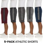 5 Pack: Men's Dry-Fit Sweat Resistant Active Athletic Performance Shorts