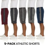 5 Pack: Men's Dry-Fit Sweat Resistant Active Athletic Performance Shorts