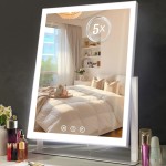 Light up Makeup Mirror for Vanity, Desk Mirror with Light with 5X Magnification Mirror, Light up Vanity Mirror, Led Mirror for Desks, Makeup Vanity Mirror, 3 Color, Touch Control