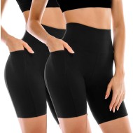 2 Pack Womens Biker Shorts with Pockets, High Waisted Yoga Shorts for Women Running Gym and Workout
