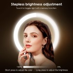 Wall Mounted Lighted Makeup Mirror, 8" Rechargeable Double-Sided Light up Magnifying Mirror 1x/10x, 3 Colors Led Vanity Mirror with Lights, Touch Dimmable 360° Rotation Foldable