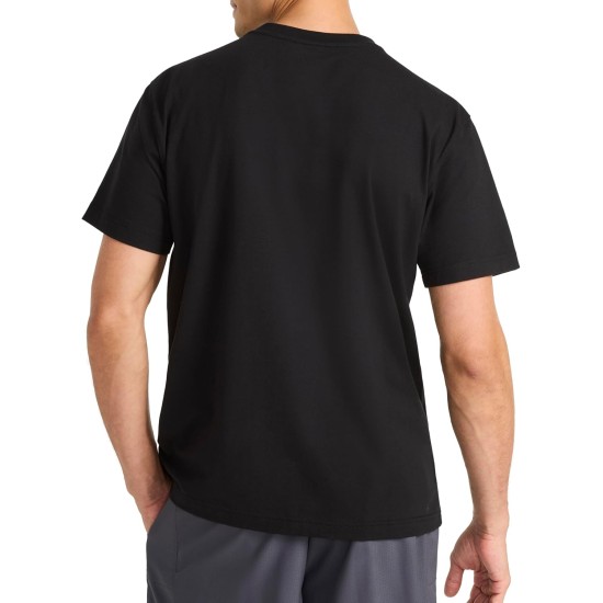 Reebok Men's Short Sleeve Crewneck Embroidered T-Shirt, Standard Fit, Lightweight Stretch Cotton Fabric