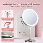 9" Lighted Makeup Mirror, 1X/20X Rechargeable Magnifying Mirror with 3 Color Dimmable Lights for Bedroom Tabletop, Base Charging and Switch, Women Gift 9" Lighted Makeup Mirror, 1X/20X Rechargeable Magnifying Mirror with 3 Color Dimmable Lights for Bedroom Tabletop, Base Charging and Switch, Women Gift