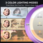 Auxmir 9" Large Lighted Makeup Mirror with Magnification, 1X/30X Double Sided Magnifying Mirror with Adjustable Height, Rechargeable Vanity Mirror with 3 Color Dimmable Lights, 360° Rotation