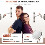 9" Wall Mounted Lighted Makeup Mirror,4000mAh Rechargeable Double Sided 1X/30X Magnifying Mirror with Light,Touch Dimmable,Extended Arm 360 Rotation Wall Mounted Makeup Mirror 3 Color Lights-N