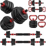Adjustable Dumbbells, 20/30/45/70/90lbs Free Weight Set with Connector,5 in1 Dumbbells Set Used as Barbell,Kettlebells,Push up Stand,Fitness Exercises for Home Gym Suitable Men/Women