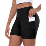 CHRLEISURE Womens Biker Yoga Shorts with Pocket, High Waisted Tummy Control 5 Inch Workout Spandex Athletic Gym Shorts