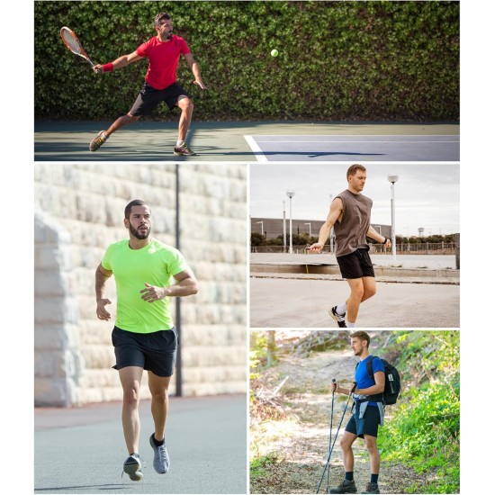 4 Pack Mens 2 in 1 Running Workout Shorts with Liner, Gym Athletic Quick Dry Sport Shorts with Pockets