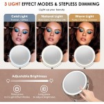 9" Wall Mounted Lighted Makeup Mirror,4000mAh Rechargeable Double Sided 1X/30X Magnifying Mirror with Light,Touch Dimmable,Extended Arm 360 Rotation Wall Mounted Makeup Mirror 3 Color Lights-N