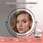 9" Lighted Makeup Mirror, 1X/20X Rechargeable Magnifying Mirror with 3 Color Dimmable Lights for Bedroom Tabletop, Base Charging and Switch, Women Gift 9" Lighted Makeup Mirror, 1X/20X Rechargeable Magnifying Mirror with 3 Color Dimmable Lights for Bedroom Tabletop, Base Charging and Switch, Women Gift